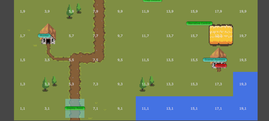 A small section of the map editor with some narrative pieces